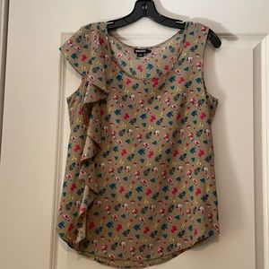 DKNY silk floral sleeveless blouse